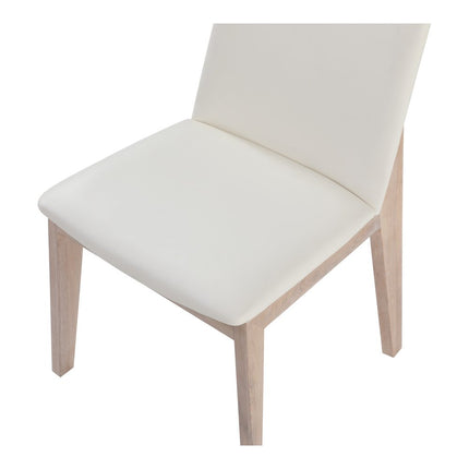 Set of Two White and Natural Faux Leather Dining Side Chairs HomeRoots