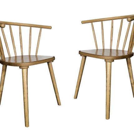 Set of Two Brown Solid Wood Windsor Back Dining Side Chairs HomeRoots