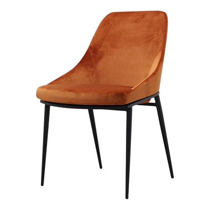 Set of Two Amber and Black Velvet Dining Side Chairs HomeRoots