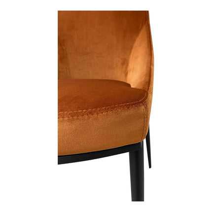 Set of Two Amber and Black Velvet Dining Side Chairs HomeRoots