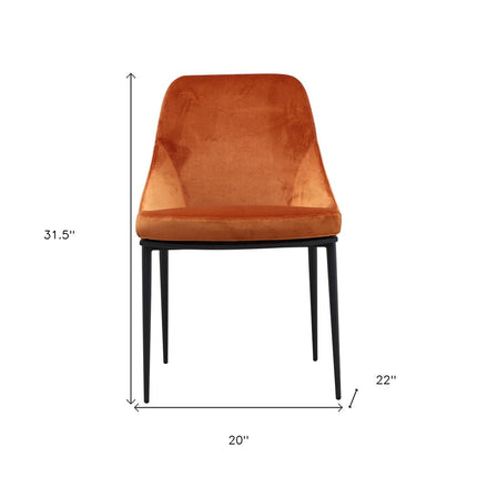 Set of Two Amber and Black Velvet Dining Side Chairs HomeRoots