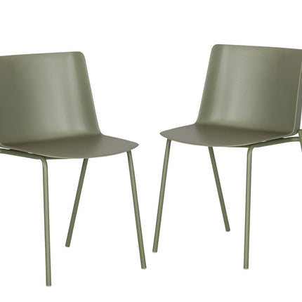 Set of Two Green Heavy Duty Plastic Outdoor Dining Chairs HomeRoots