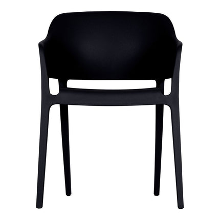Set of Two Black Heavy Duty Plastic Open Back Dining Arm Chairs HomeRoots