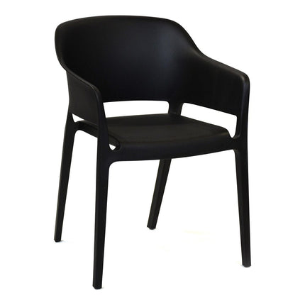 Set of Two Black Heavy Duty Plastic Open Back Dining Arm Chairs HomeRoots