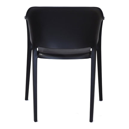 Set of Two Black Heavy Duty Plastic Open Back Dining Arm Chairs HomeRoots