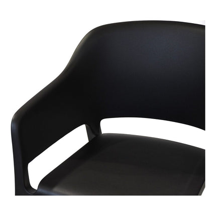 Set of Two Black Heavy Duty Plastic Open Back Dining Arm Chairs HomeRoots
