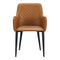 Set of Two Tan and Black Tufted Faux Leather Dining Arm Chairs HomeRoots
