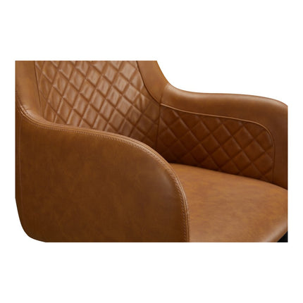 Set of Two Tan and Black Tufted Faux Leather Dining Arm Chairs HomeRoots