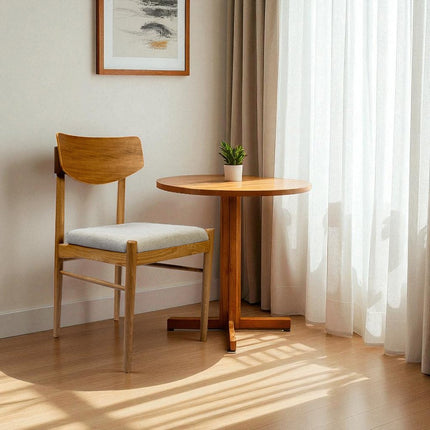 Off White and Natural Fabric Open Back Dining Side Chair HomeRoots
