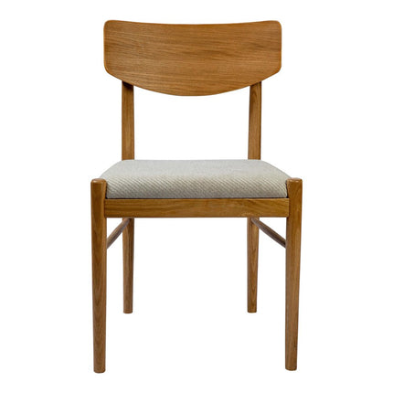 Off White and Natural Fabric Open Back Dining Side Chair HomeRoots