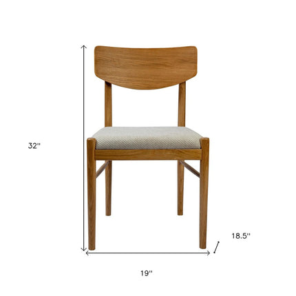 Off White and Natural Fabric Open Back Dining Side Chair HomeRoots