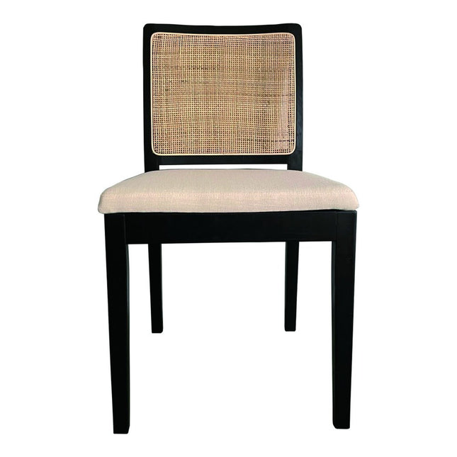 Set of Two Black Fabric Dining Side Chairs HomeRoots