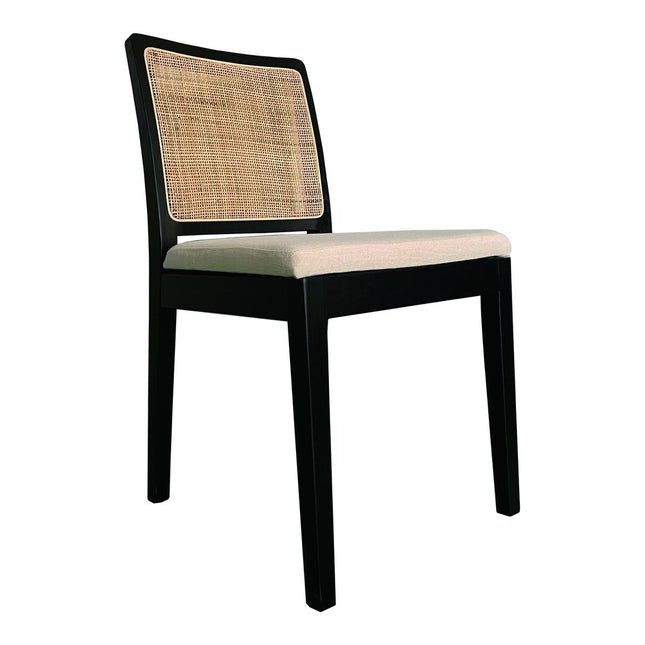 Set of Two Black Fabric Dining Side Chairs HomeRoots