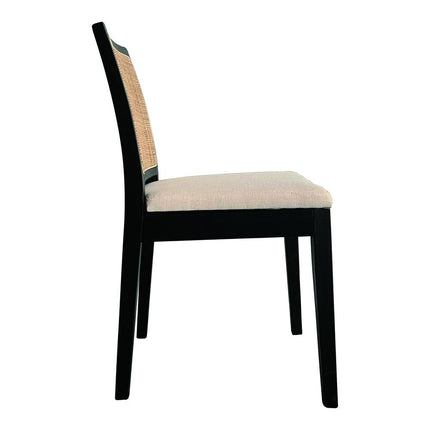 Set of Two Black Fabric Dining Side Chairs HomeRoots