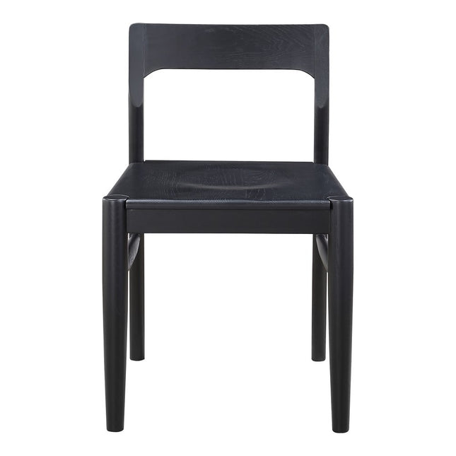 Set of Two Black Solid Wood Open Back Dining Side Chairs