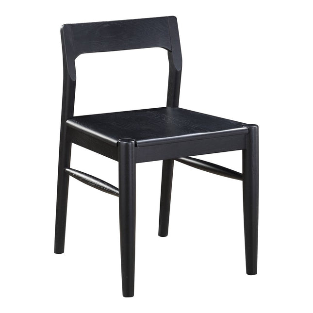 Set of Two Black Solid Wood Open Back Dining Side Chairs HomeRoots