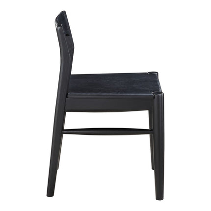 Set of Two Black Solid Wood Open Back Dining Side Chairs HomeRoots