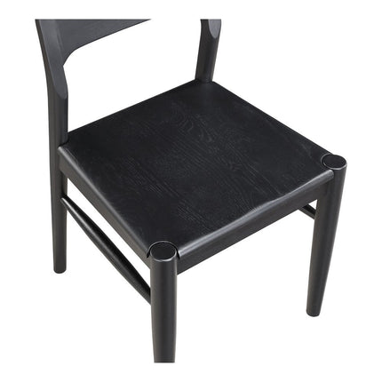 Set of Two Black Solid Wood Open Back Dining Side Chairs HomeRoots