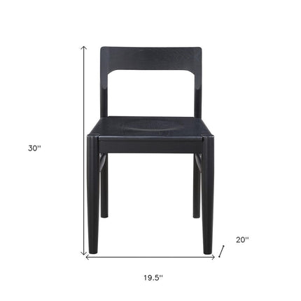 Set of Two Black Solid Wood Open Back Dining Side Chairs HomeRoots