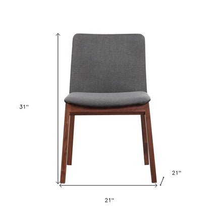 Set of Two Gray and Brown Fabric Dining Side Chairs HomeRoots