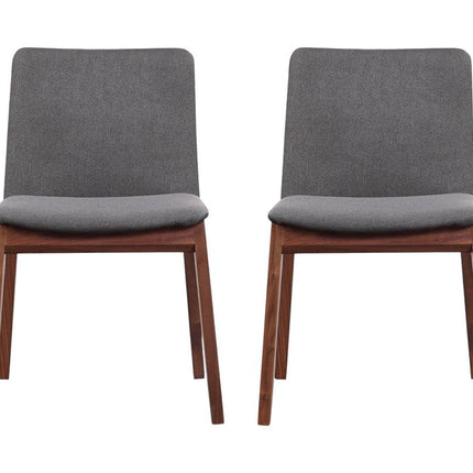 Set of Two Gray and Brown Fabric Dining Side Chairs HomeRoots