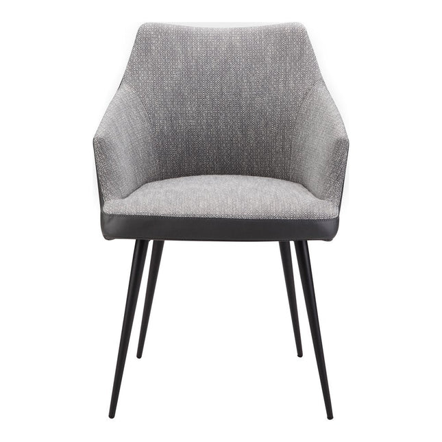 Gray and Black Faux Leather Dining Arm Chair HomeRoots