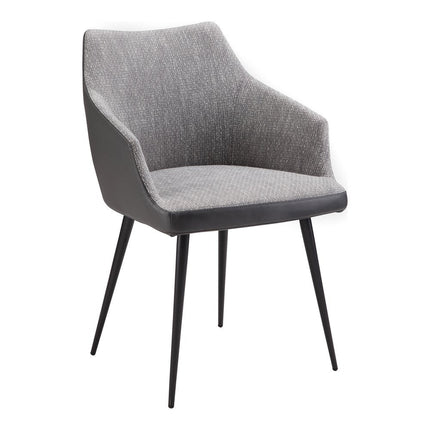 Gray and Black Faux Leather Dining Arm Chair HomeRoots