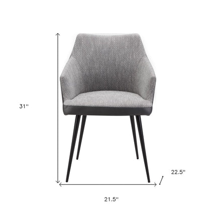 Gray and Black Faux Leather Dining Arm Chair HomeRoots