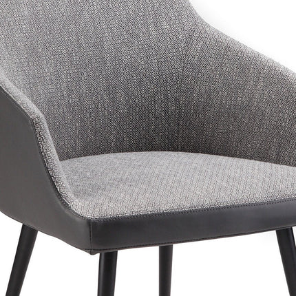 Gray and Black Faux Leather Dining Arm Chair HomeRoots