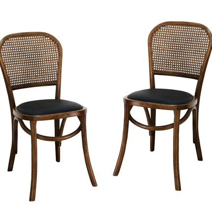 Set of Two Brown Faux Leather Open Back Dining Side Chairs HomeRoots