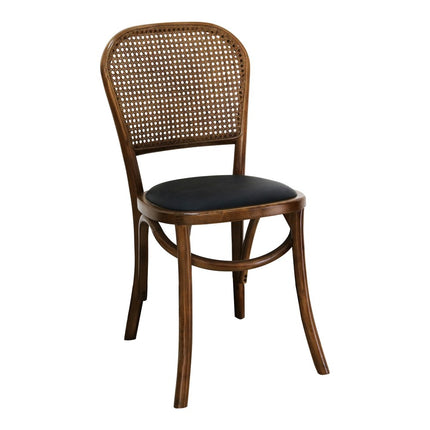Set of Two Brown Faux Leather Open Back Dining Side Chairs HomeRoots