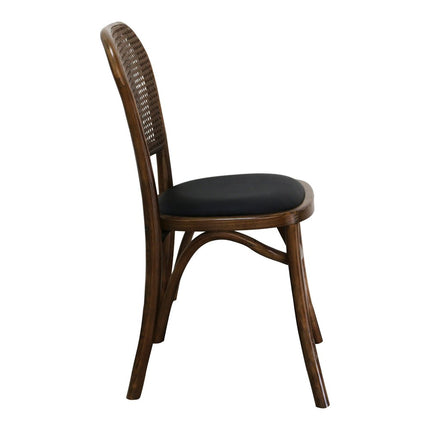 Set of Two Brown Faux Leather Open Back Dining Side Chairs HomeRoots
