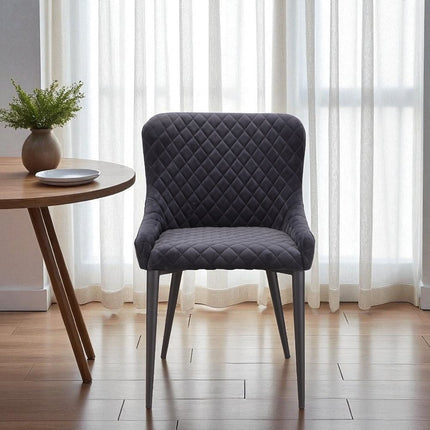 Gray Tufted Velvet Dining Side Chair HomeRoots