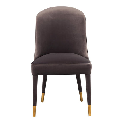Set of Two Gray Black and Gold Velvet Dining Side Chairs HomeRoots