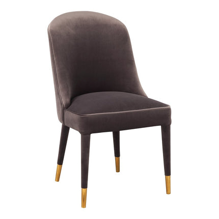 Set of Two Gray Black and Gold Velvet Dining Side Chairs HomeRoots
