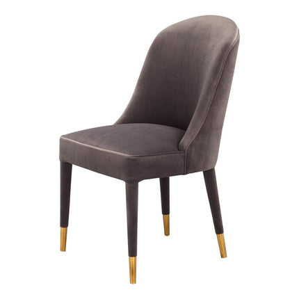 Set of Two Gray Black and Gold Velvet Dining Side Chairs HomeRoots