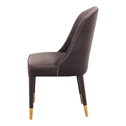 Set of Two Gray Black and Gold Velvet Dining Side Chairs HomeRoots