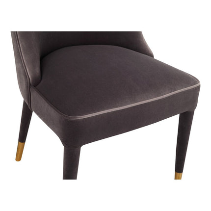 Set of Two Gray Black and Gold Velvet Dining Side Chairs HomeRoots
