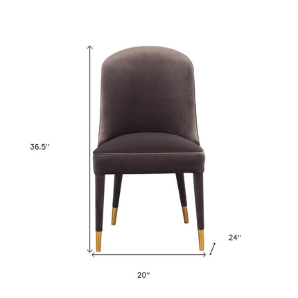 Set of Two Gray Black and Gold Velvet Dining Side Chairs HomeRoots