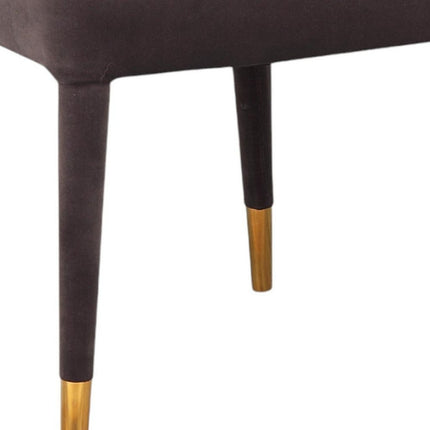 Set of Two Gray Black and Gold Velvet Dining Side Chairs HomeRoots
