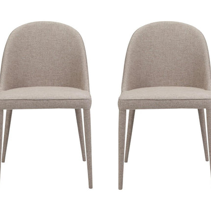 Set of Two Light Gray Fabric Dining Side Chairs
