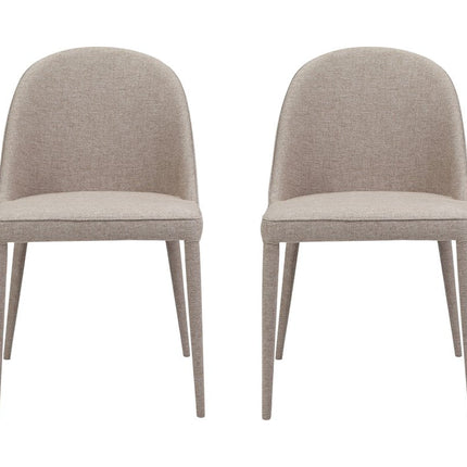 Set of Two Light Gray Fabric Dining Side Chairs HomeRoots