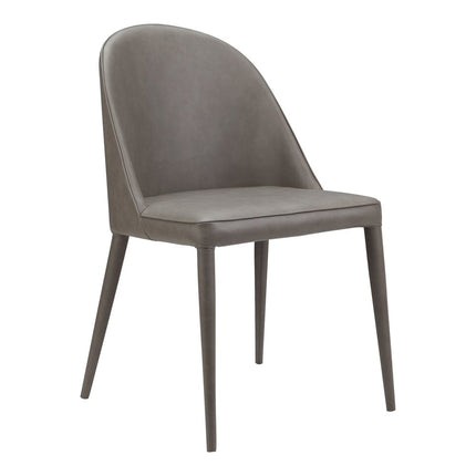 Set of Two Gray Faux Leather Dining Side Chairs HomeRoots