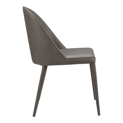 Set of Two Gray Faux Leather Dining Side Chairs HomeRoots