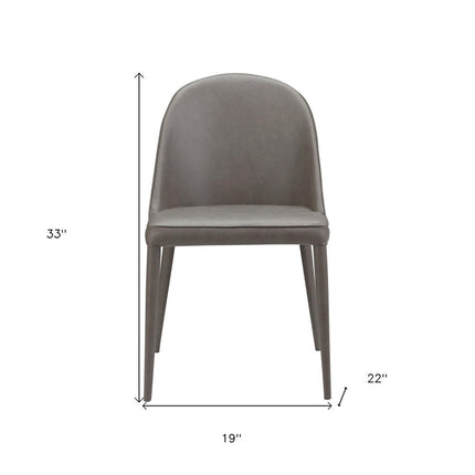 Set of Two Gray Faux Leather Dining Side Chairs HomeRoots