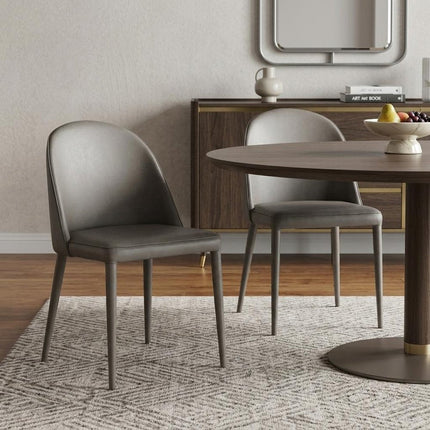 Set of Two Gray Faux Leather Dining Side Chairs HomeRoots