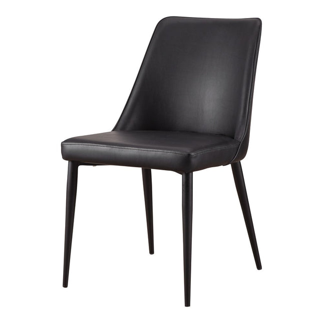 Set of Two Black Faux Leather Dining Side Chairs