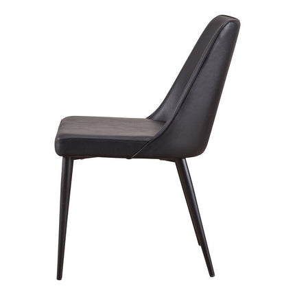 Set of Two Black Faux Leather Dining Side Chairs HomeRoots