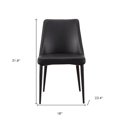Set of Two Black Faux Leather Dining Side Chairs HomeRoots