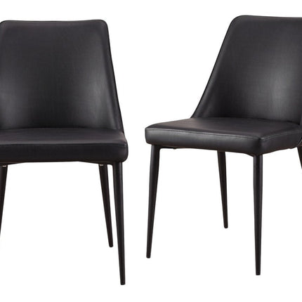 Set of Two Black Faux Leather Dining Side Chairs HomeRoots